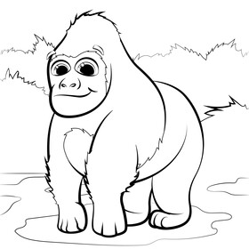 Gorilla cartoon black and white vector