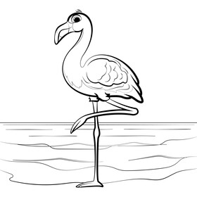 Flamingo cartoon black and white vector