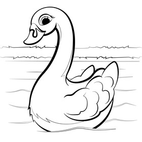 Swan cartoon black and white vector