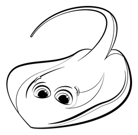 Stingray cartoon black and white clipart