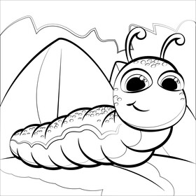 Caterpillar cartoon black and white vector