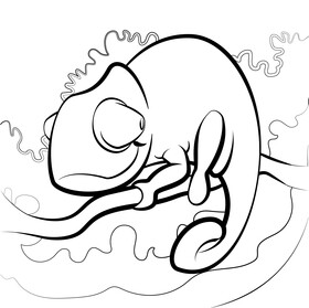 Chameleon cartoon black and white vector