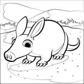 Aardvark cartoon black and white vector