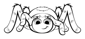 Spider cartoon black and white clipart