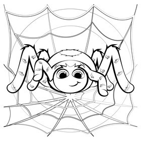 Spider cartoon black and white vector