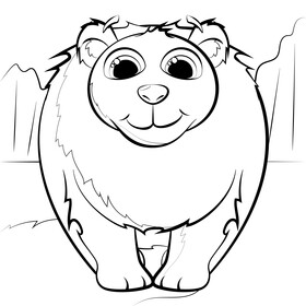 Polar bear cartoon black and white vector