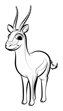 Gazelle cartoon black and white clipart