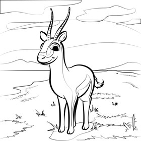 Gazelle cartoon black and white vector