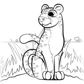 Cheetah cartoon black and white vector