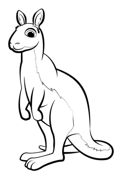 Kangaroo cartoon black and white clipart