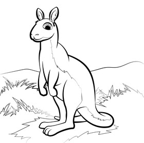 Kangaroo cartoon black and white vector