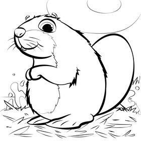 Beaver cartoon black and white vector