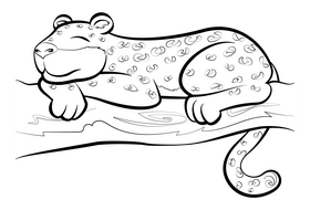 Leopard cartoon black and white clipart