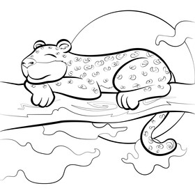 Leopard cartoon black and white vector