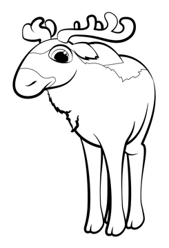 Moose cartoon black and white clipart