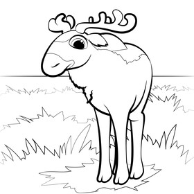 Moose cartoon black and white vector