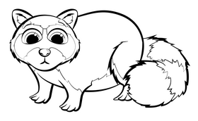 Raccoon cartoon black and white clipart