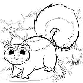Skunk cartoon black and white vector