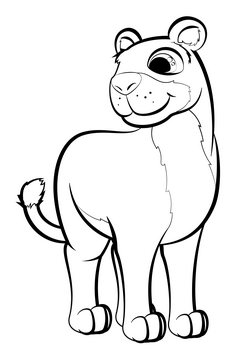 Lioness cartoon black and white clipart