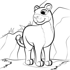 Lioness cartoon black and white vector
