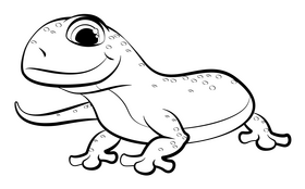 Lizard cartoon black and white clipart