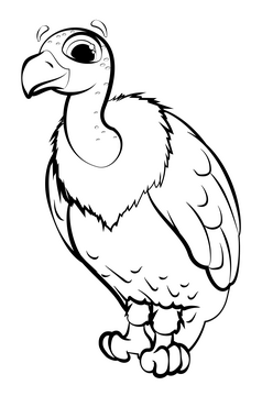 Vulture cartoon black and white clipart