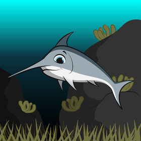 Swordfish cartoon vector