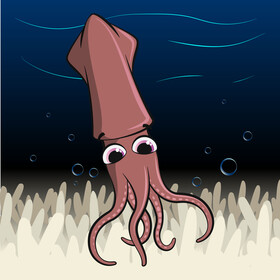 Squid cartoon vector