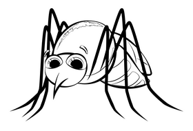 Mosquito cartoon black and white clipart