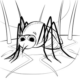 Mosquito cartoon black and white vector
