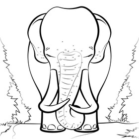 Elephant cartoon black and white vector
