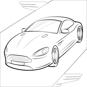 Aston Martin Virage black and white vector