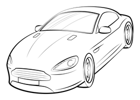 Aston Martin Virage drawing black and white clipart