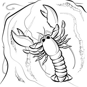 Lobster cartoon black and white vector
