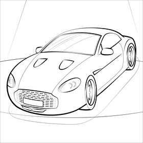 Aston Martin Zagato black and white vector