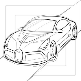 Bugatti Divo black and white vector