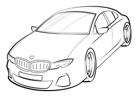 BMW 3 Series drawing black and white clipart