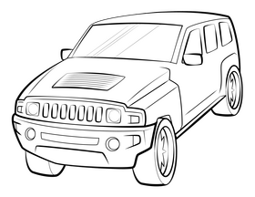 Hummer H2 drawing black and white clipart