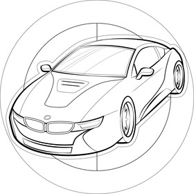 BMW i8 black and white vector