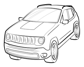 Jeep Renegade drawing black and white clipart