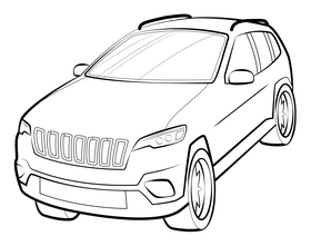 Jeep Cherokee drawing black and white clipart