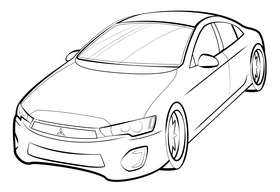 Mitsubishi Lancer drawing black and white clipart