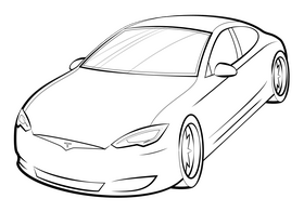Tesla Model S drawing black and white clipart