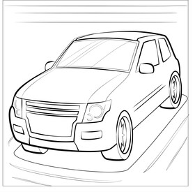 Mitsubishi Pajero black and white vector