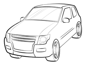 Mitsubishi Pajero drawing black and white clipart