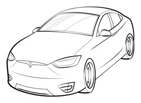 Tesla Model X drawing black and white clipart