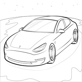 Tesla Model 3 black and white vector