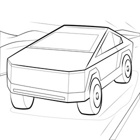Tesla Cybertruck black and white vector