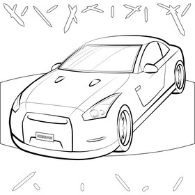 Nissan GTR black and white vector