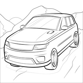 Land Rover Range Rover black and white vector